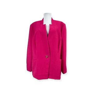 Tahari Women's Size 18W Suit Blazer Jacket Solid Pink Lined Long Sleeves